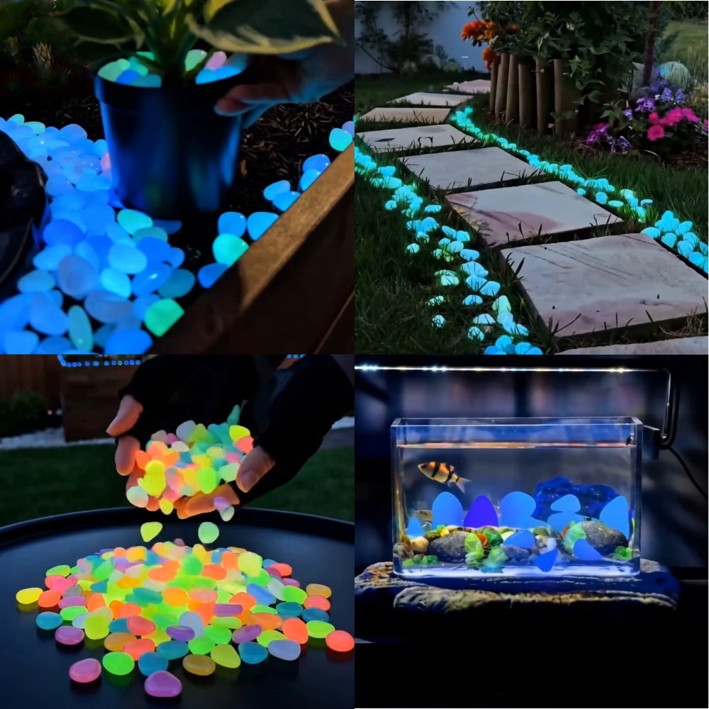 Aquarium Planted Fish Tank - Pedras luminosas coloridas que brilham no